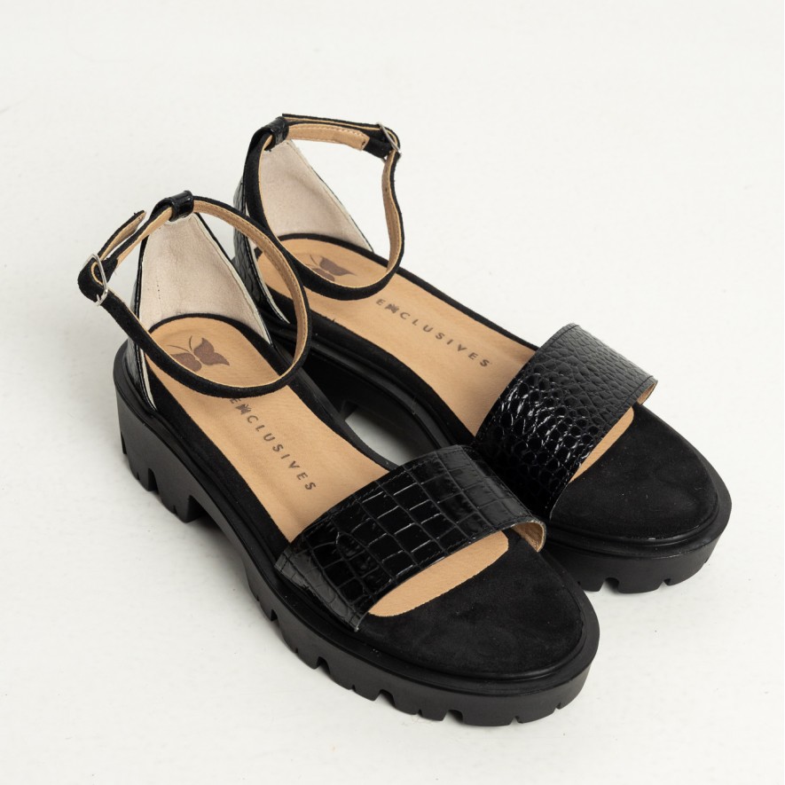 .Sandale - Friday -  Croco Black 2.0